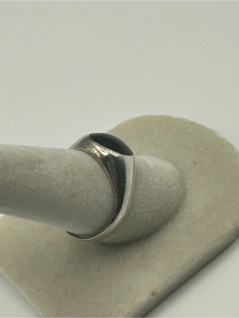 Sterling Silver Black Onyx Ring Size 6.5 Vintage Smooth Polished Round